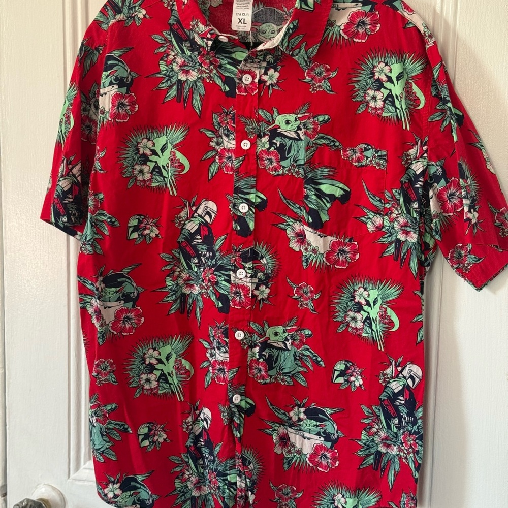 Star Wars Red Floral Men's Button Down Shirt
